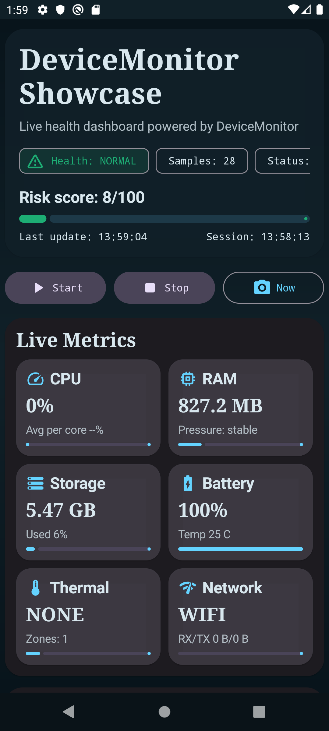 DeviceMonitor showcase main dashboard